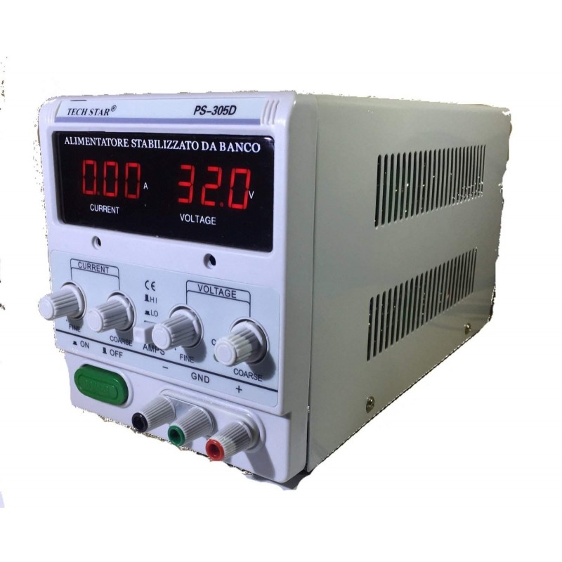 Alimentatore Stabilizzato da banco Trasformatore corrente professionale regolabile fino a 30V e 5A
