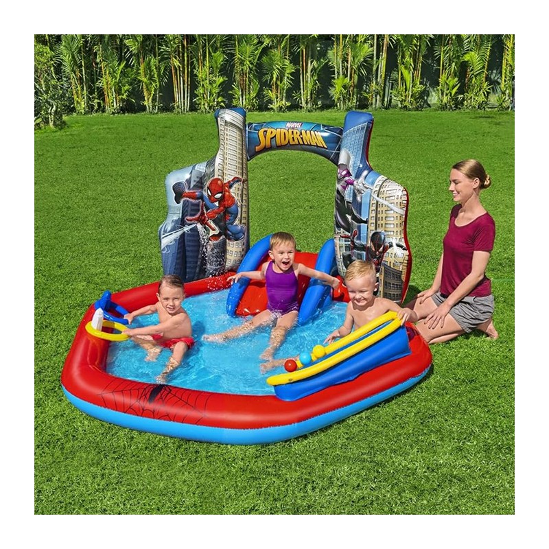 Bestway Play Center Spiderman con Spruzzi 127x206x211cm con Scivolo...