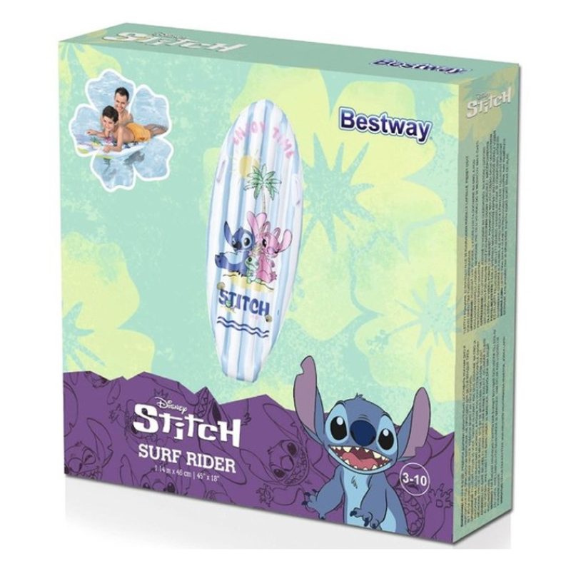 Tavola da surf gonfiabile per bambini Stitch resistente 112x40x10cm...