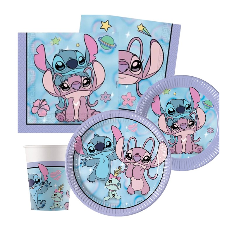 Kit addobbi festa compleanno Stitch X8X16X24X32X40X96 Persone piatti bicchieri