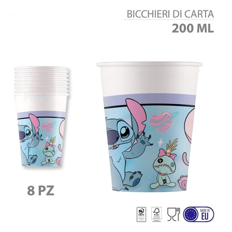 Kit addobbi festa compleanno Stitch X8X16X24X32X40X48 Persone piatt...