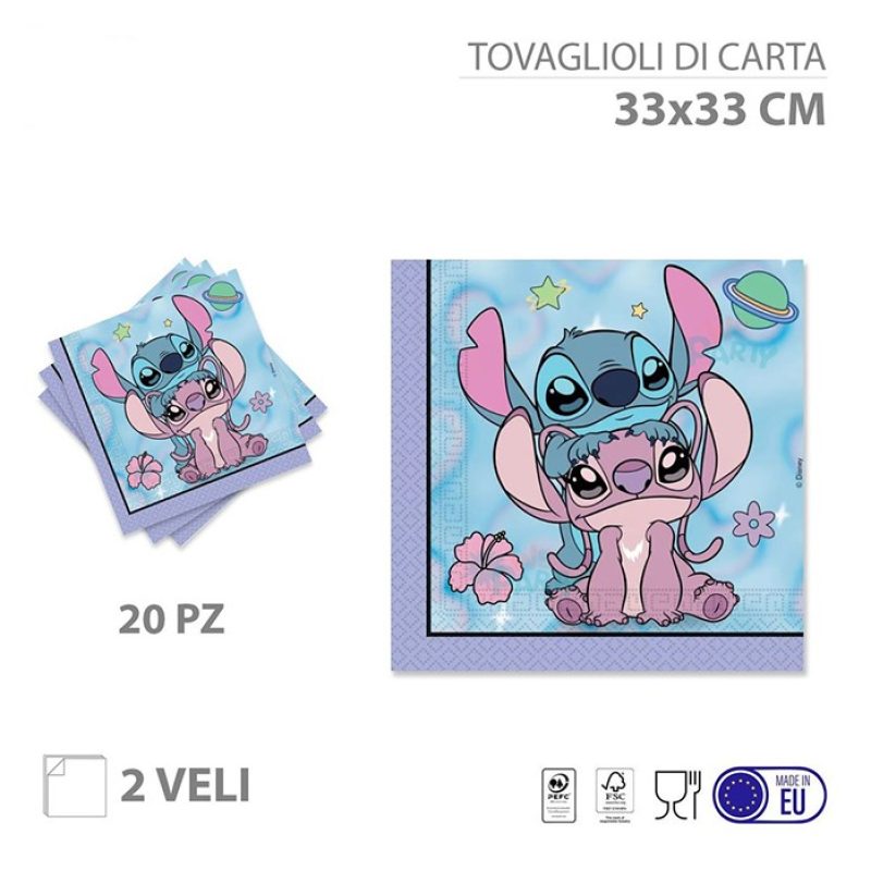 Kit addobbi festa compleanno Stitch X8X16X24X32X40X48 Persone piatt...