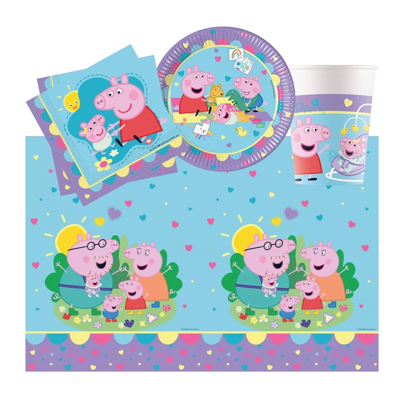 Kit addobbi festa compleanno Peppa Pig X8X16X24X32X48 Persone piatti bicchieri