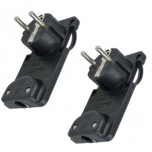 2x Spina volante elettrica schuko ultra piatta 2p+t tedesco nero 16A salvaspazio