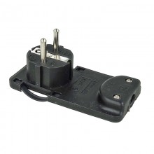 2x Spina volante elettrica schuko ultra piatta 2p+t tedesco nero 16A salvaspazio