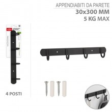 Appendiabiti a Parete Ganci Attaccapanni da Muro parete Nero 3 misure in acciaio