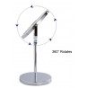 Specchio girevole 360° due lati piedistallo base alluminio trucco cosmetica
