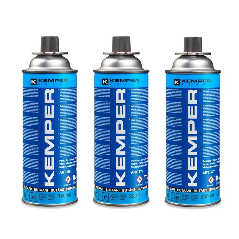 3 Bomboletta gas butano 390 ml 227 gr ricarica Kemper fornello campeggio traspor