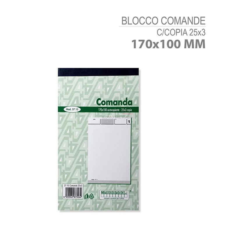 30 Blocchi Comande 3 triplice Copie Data Ufficio per bar ristoranti...