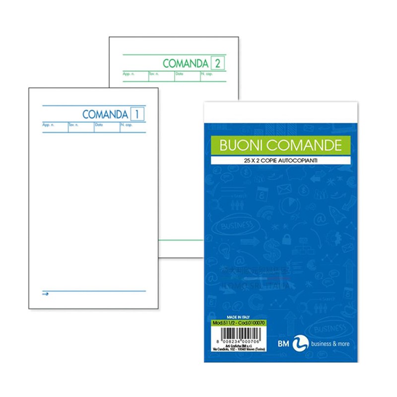 30 Blocchi Comande Duplice 25x2 Copie Data Ufficio bar ristoranti pub Enoteche