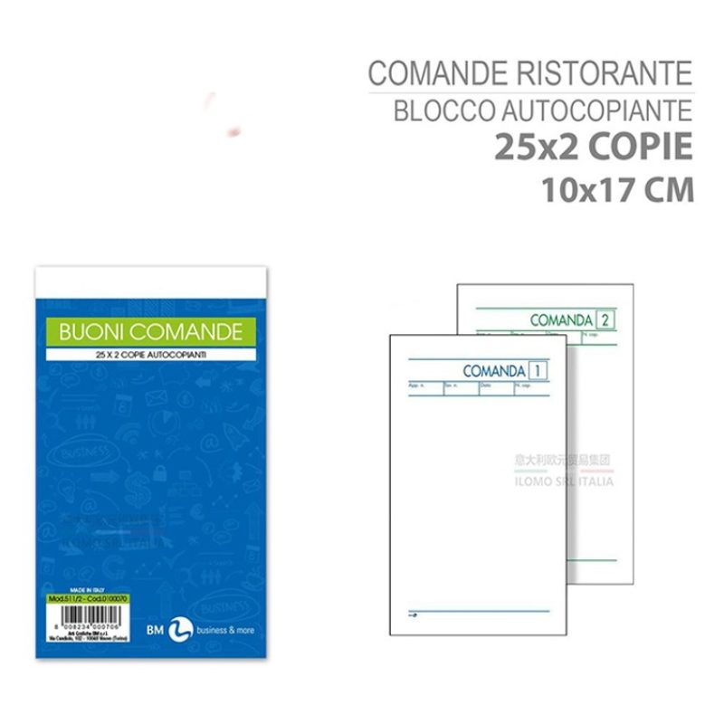 30 Blocchi Comande Duplice 25x2 Copie Data Ufficio bar ristoranti p...
