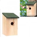 Casetta per uccelli legno naturale tetto verde voliera casa uccellini 18x16x27cm