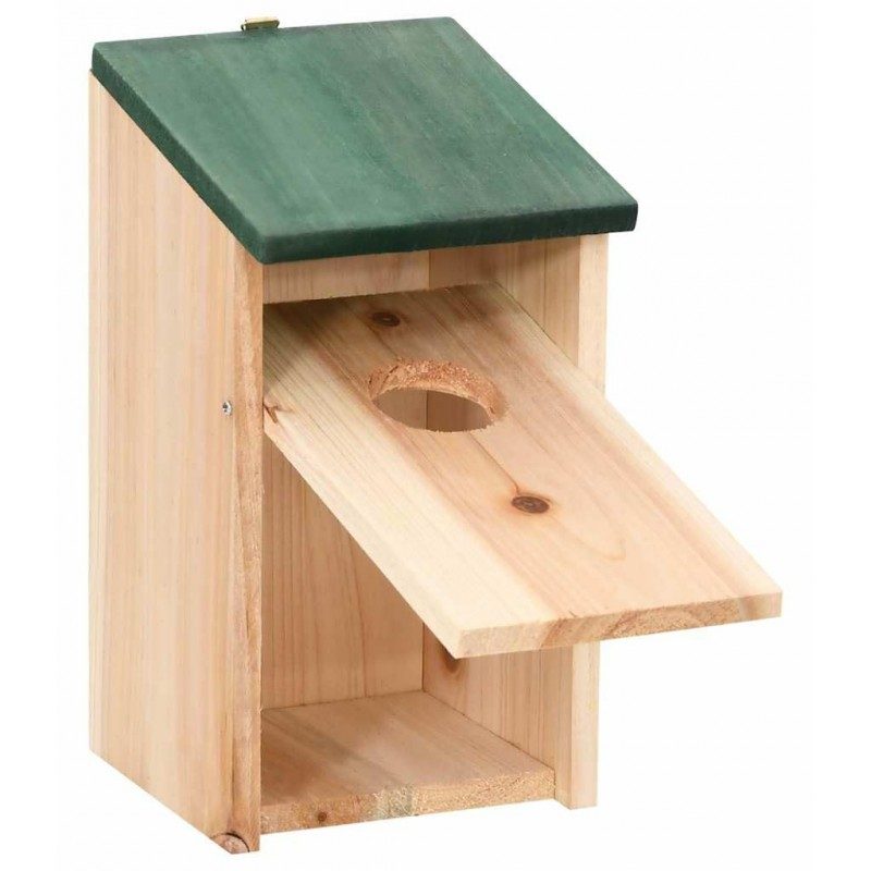 Casetta per uccelli legno naturale tetto verde voliera casa uccelli...