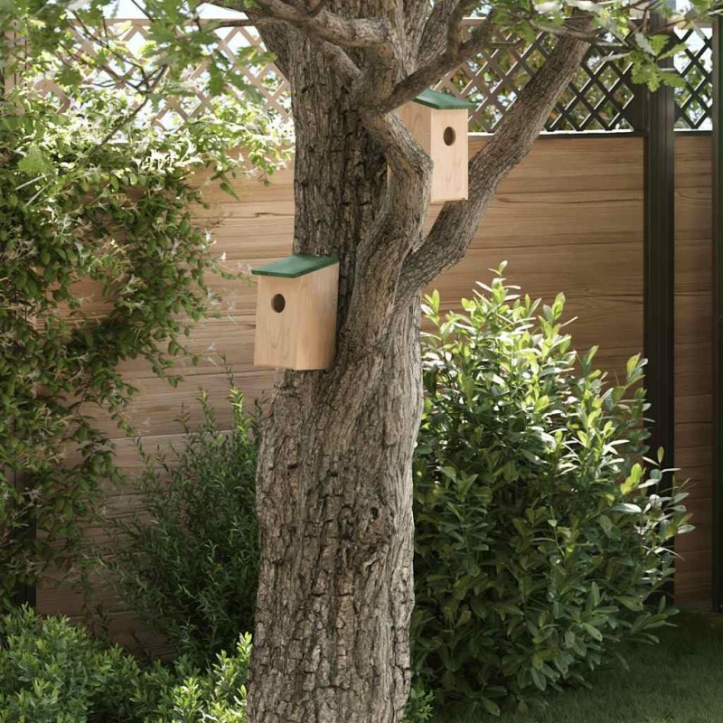 Casetta per uccelli legno naturale tetto verde voliera casa uccelli...