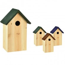 Casetta per uccelli in legno 27x16cm voliera casa uccellini colore tetto casuale