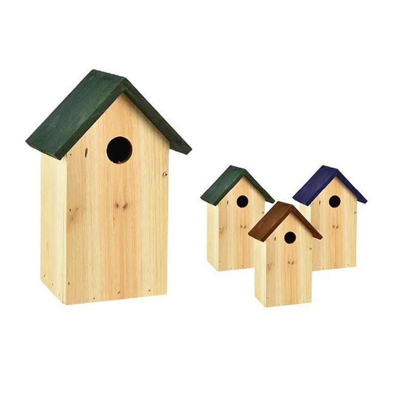 Casetta per uccelli in legno 27x16cm voliera casa uccellini colore tetto casuale