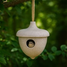 Casetta per uccelli a forma di ghianda bianca 16x8.7 cm voliera casa uccellini 