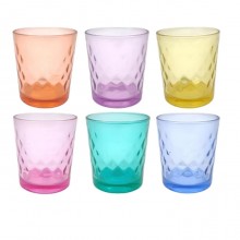 Set 6 bicchieri vetro colorato moderni acqua vino casa ristorante tavola 36 cl 