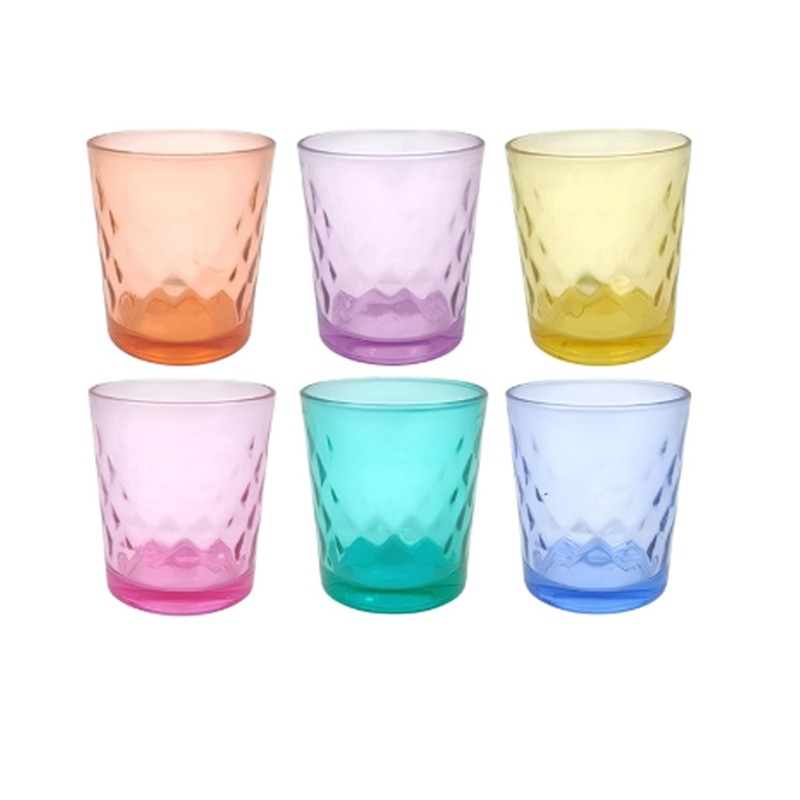 Set 6 bicchieri vetro colorato moderni acqua vino casa ristorante tavola 36 cl 