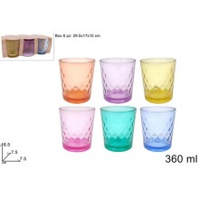 Set 6 bicchieri vetro colorato moderni acqua vino casa ristorante tavola 36 cl 