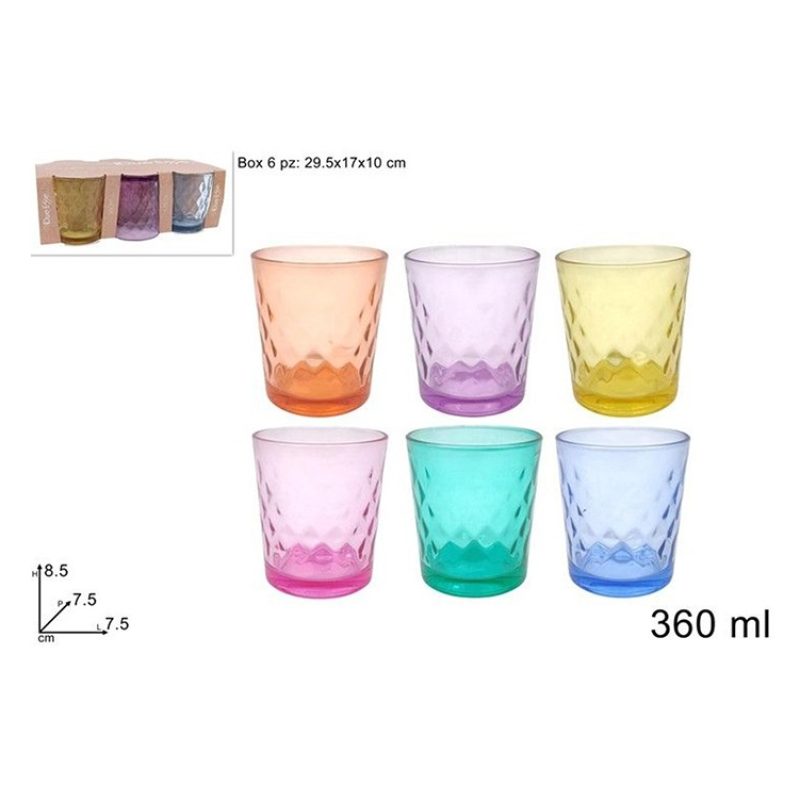 Set 6 bicchieri vetro colorato moderni acqua vino casa ristorante t...
