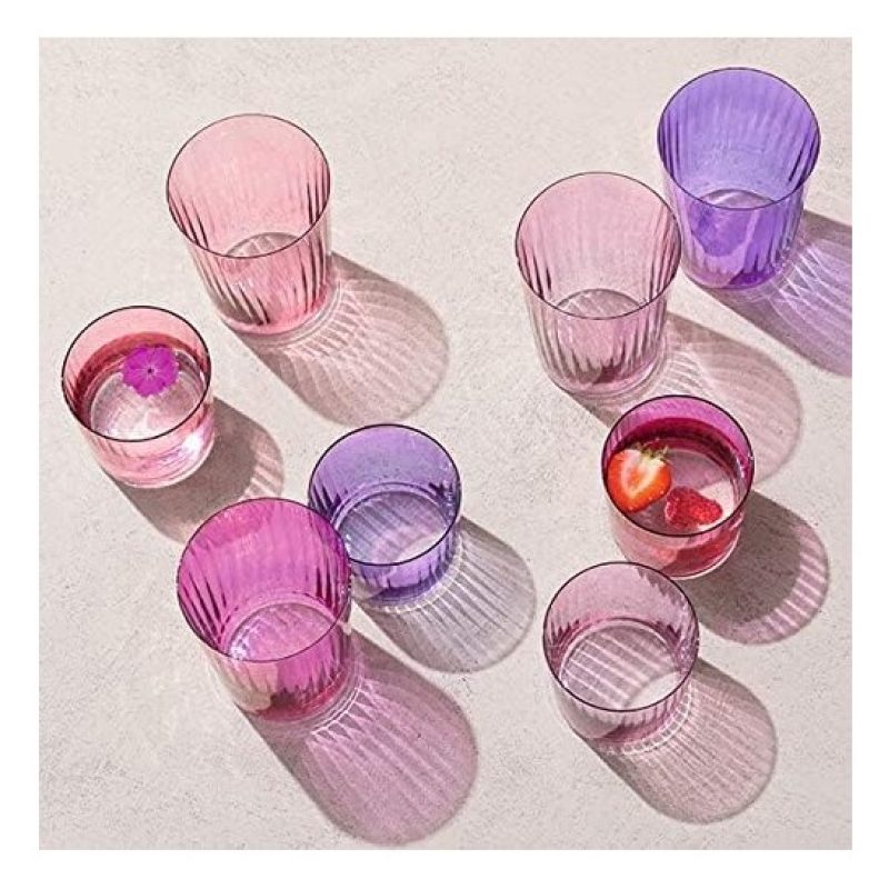 Set 6 bicchieri vetro colorato moderni acqua vino casa ristorante t...