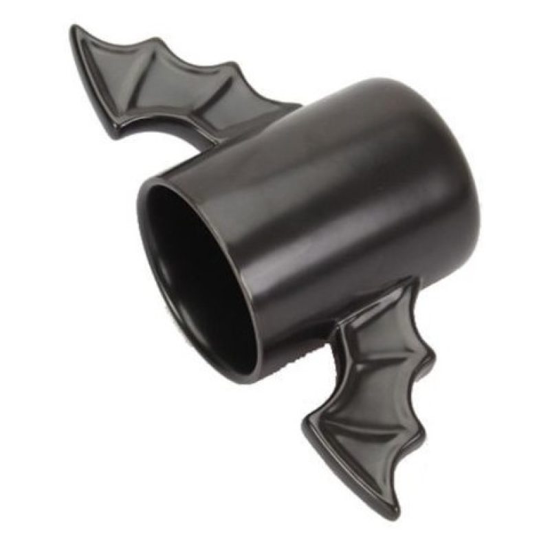 Tazza alata pipistrello bat mug colazione manici ali pipistrelli nera ceramica