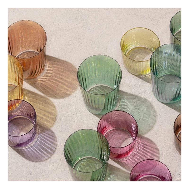Set 6 bicchieri vetro colorato moderni acqua vino casa ristorante t...