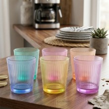 Set 6 bicchieri vetro colorato moderni acqua vino casa ristorante tavola 265 ml