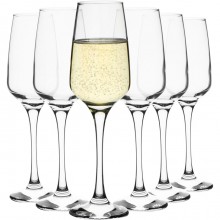 Set di 6 bicchieri flute calici in vetro trasparente da 23 cl champagne spumante