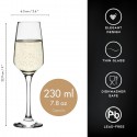 Set di 6 bicchieri flute calici in vetro trasparente da 23 cl champagne spumante