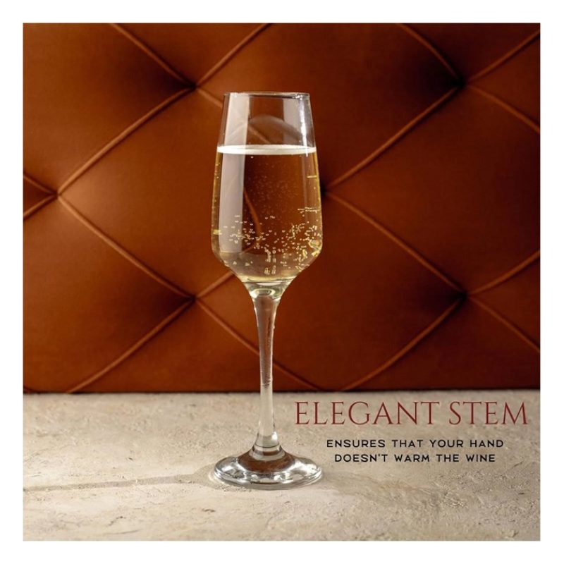 Set di 6 bicchieri flute calici in vetro trasparente da 23 cl champ...