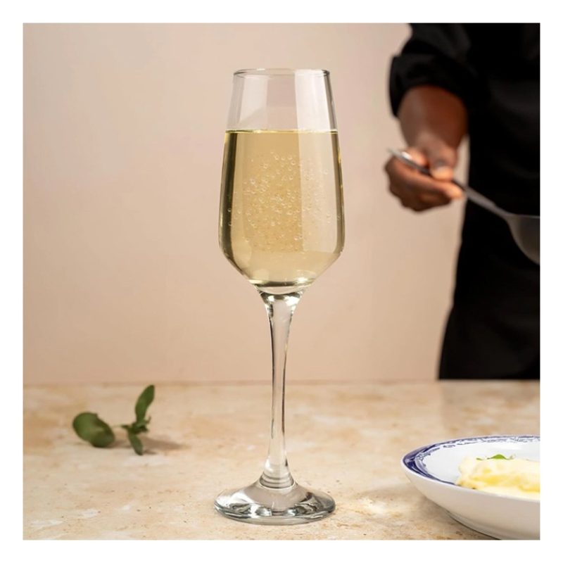 Set di 6 bicchieri flute calici in vetro trasparente da 23 cl champ...