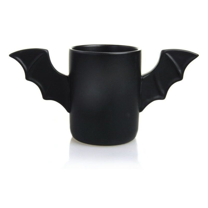 Tazza alata pipistrello bat mug colazione manici ali pipistrelli nera ceramica