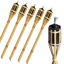Torcia Fiaccole da esterno ad olio in bamboo 90 cm da giardino bambù 5 pezzi