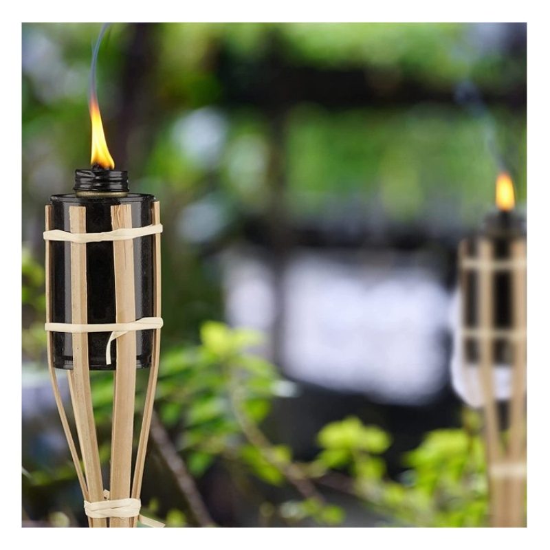 EverTop Torcia Fiaccole da esterno ad olio in bamboo 90 cm da giard...