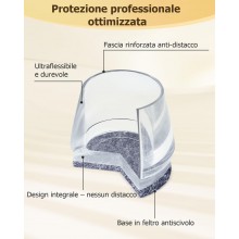 16 Protezioni per Gambe Di Sedie gommini con Feltro Pavimenti antiscivolo 22mm