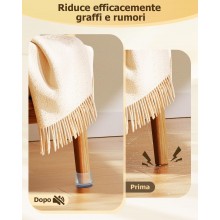 16 Protezioni per Gambe Di Sedie gommini con Feltro Pavimenti antiscivolo 22mm