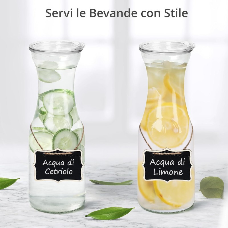 2x Caraffa in Vetro Brocca set bottiglia Vino acqua Mescita mezzo l...