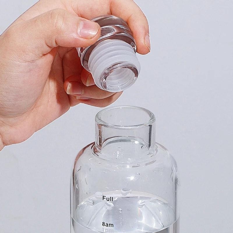2 Bottiglie in vetro acqua borraccia tappo chiusura ermetica riutil...