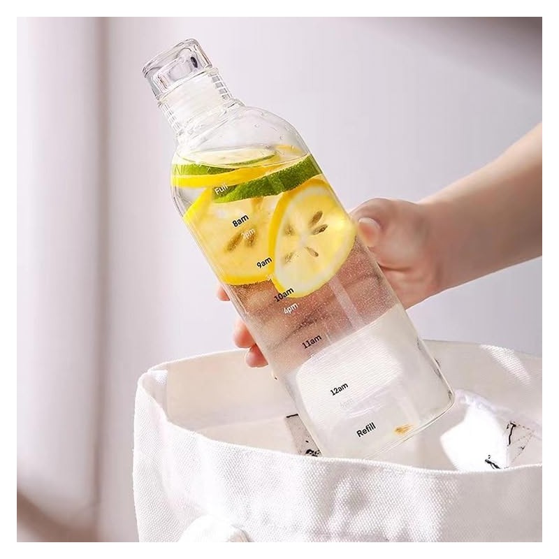 2 Bottiglie in vetro acqua borraccia tappo chiusura ermetica riutil...