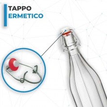 Bottiglia costolata in vetro acqua liquore vino da 500ml tappo ermetica 12 pezzi