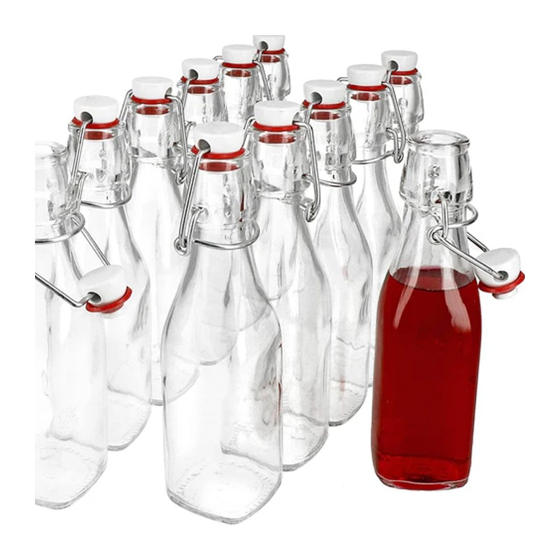 Bottiglia in vetro per acqua liquore vino olio da 250ml tappo ermetica 12 pezzi