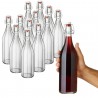 Bottiglia costolata in vetro acqua liquore vino 1litro tappo ermeti...