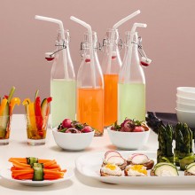 Bottiglia costolata in vetro acqua liquore vino 1litro tappo ermetica 12 pezzi