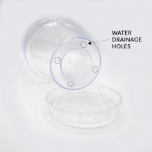 Kit 3 Vasi per Orchidee Kalapanta Trasparente in plastica forati e Sottovasi