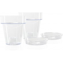 Kit 2 Vasi per Orchidee Kalapanta Trasparente in plastica forati e 2 Sottovasi