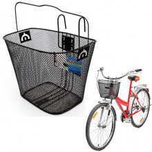 Cestino anteriore con ganci bicicletta cesto bici ferro 35x26x28 cm portatutto