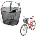 Cestino anteriore con ganci bicicletta cesto bici ferro 26x26x34 cm portatutto