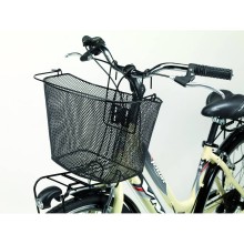 Cestino anteriore con ganci bicicletta cesto bici ferro 26x26x34 cm portatutto